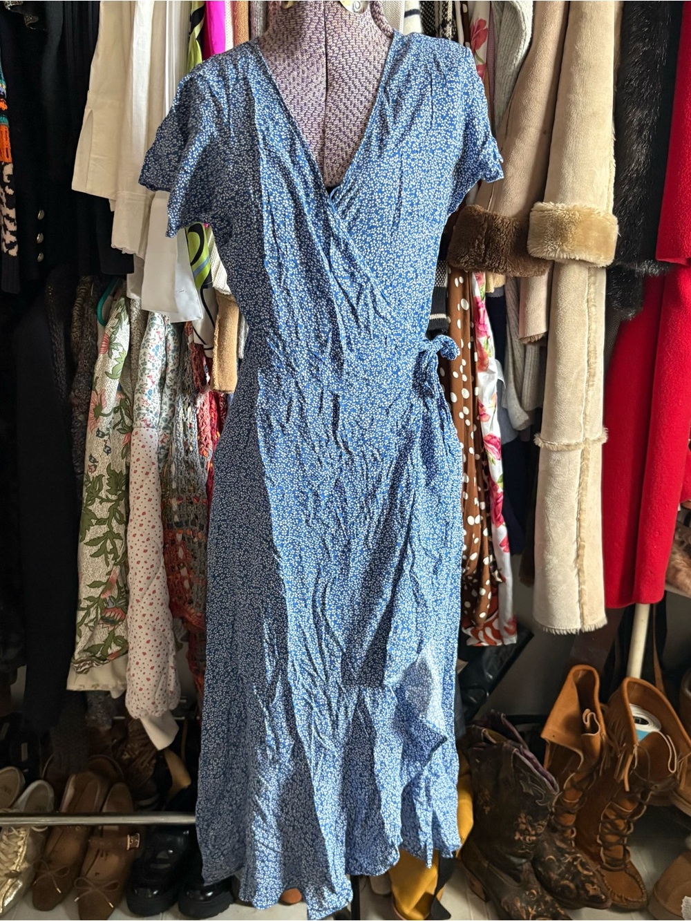 Floral Wrap Midi Dress